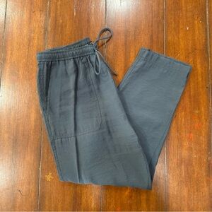 Zara Women’s Navy Blue Drawstring Pants Cropped Elastic Waist Casual Lounge